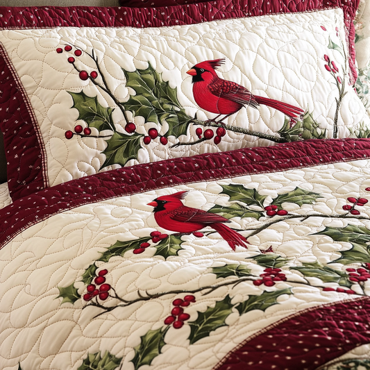 Christmas Cardinal TAI101224424 Quilt Bedding Set