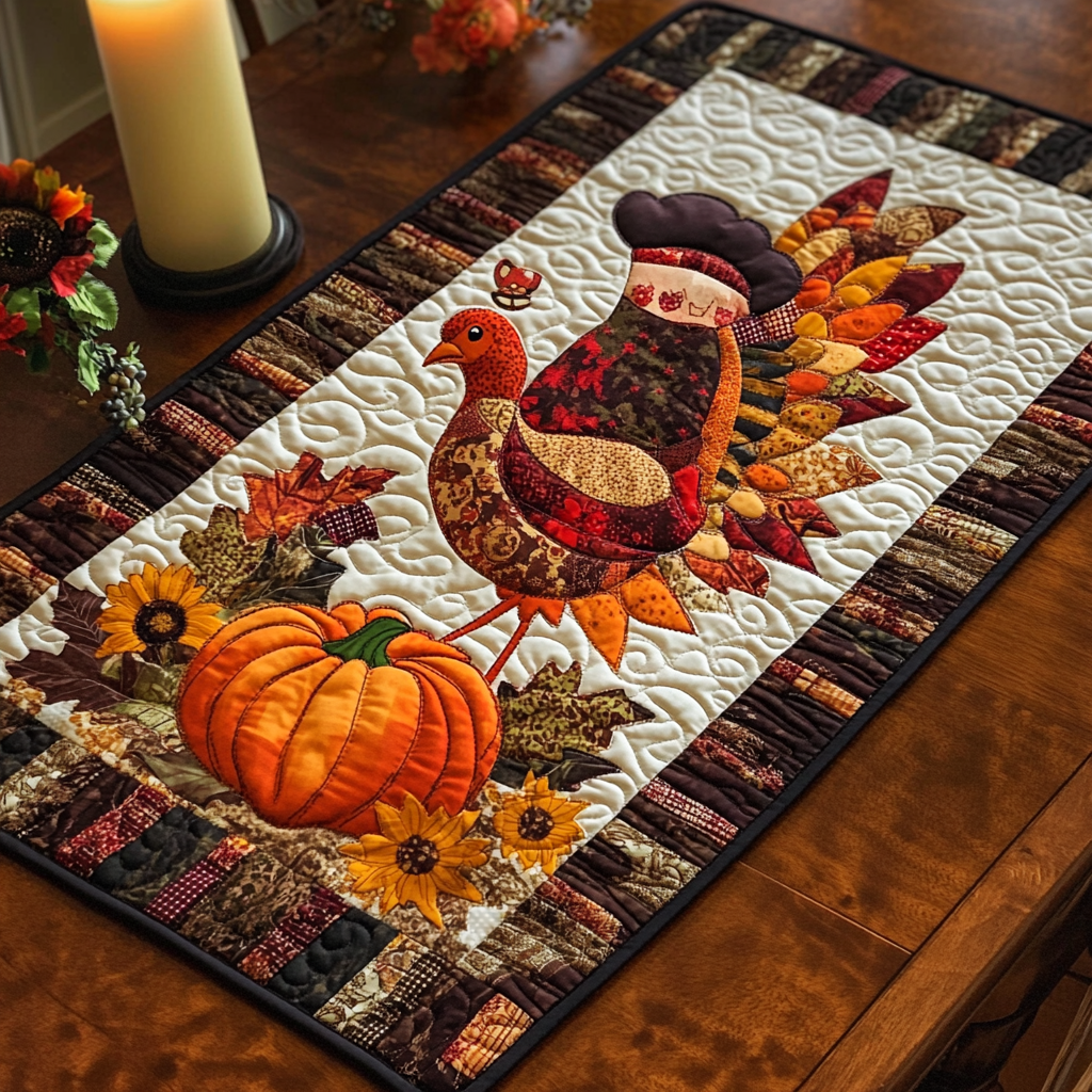 Autumn Turkey TAI041024335 Quilted Table Runner