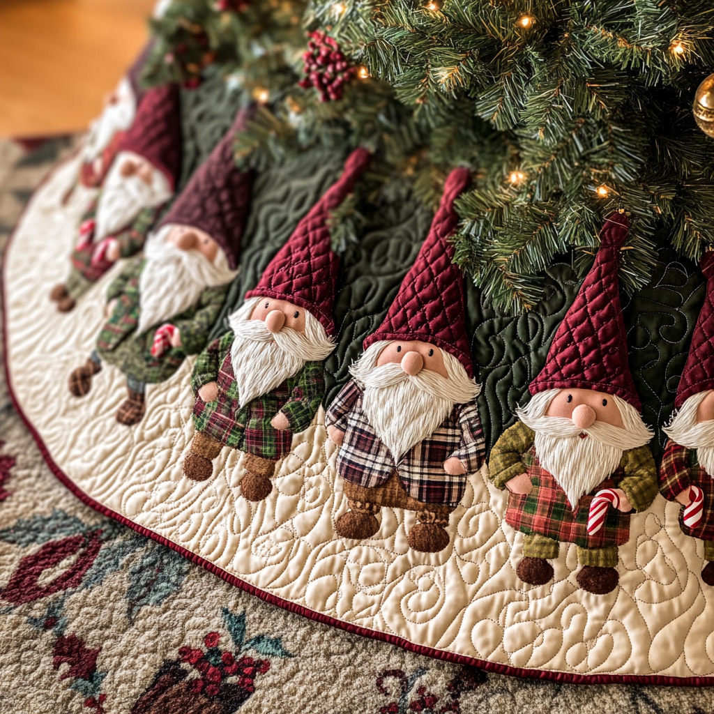 Christmas Gnome TAI121024160 Quilted Tree Skirt