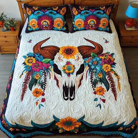 Hippie Bull Skull DAI241224175 Quilt Bedding Set