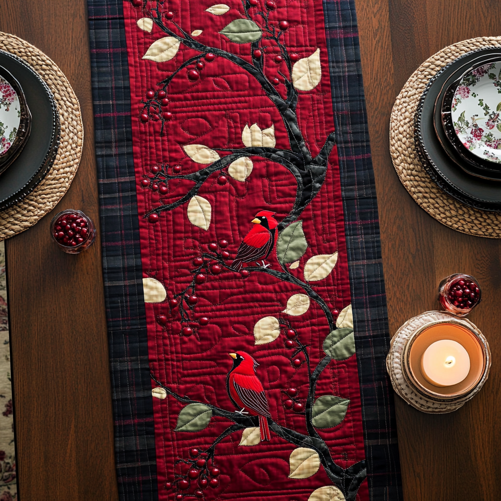 Christmas Cardinal TAI091024376 Quilted Table Runner