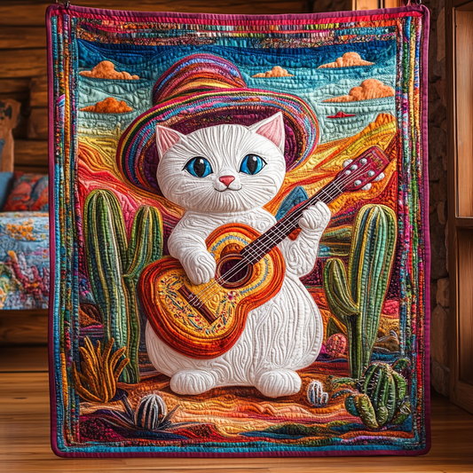 Desert Guitar Cat DAI241224300 Quilt Blanket