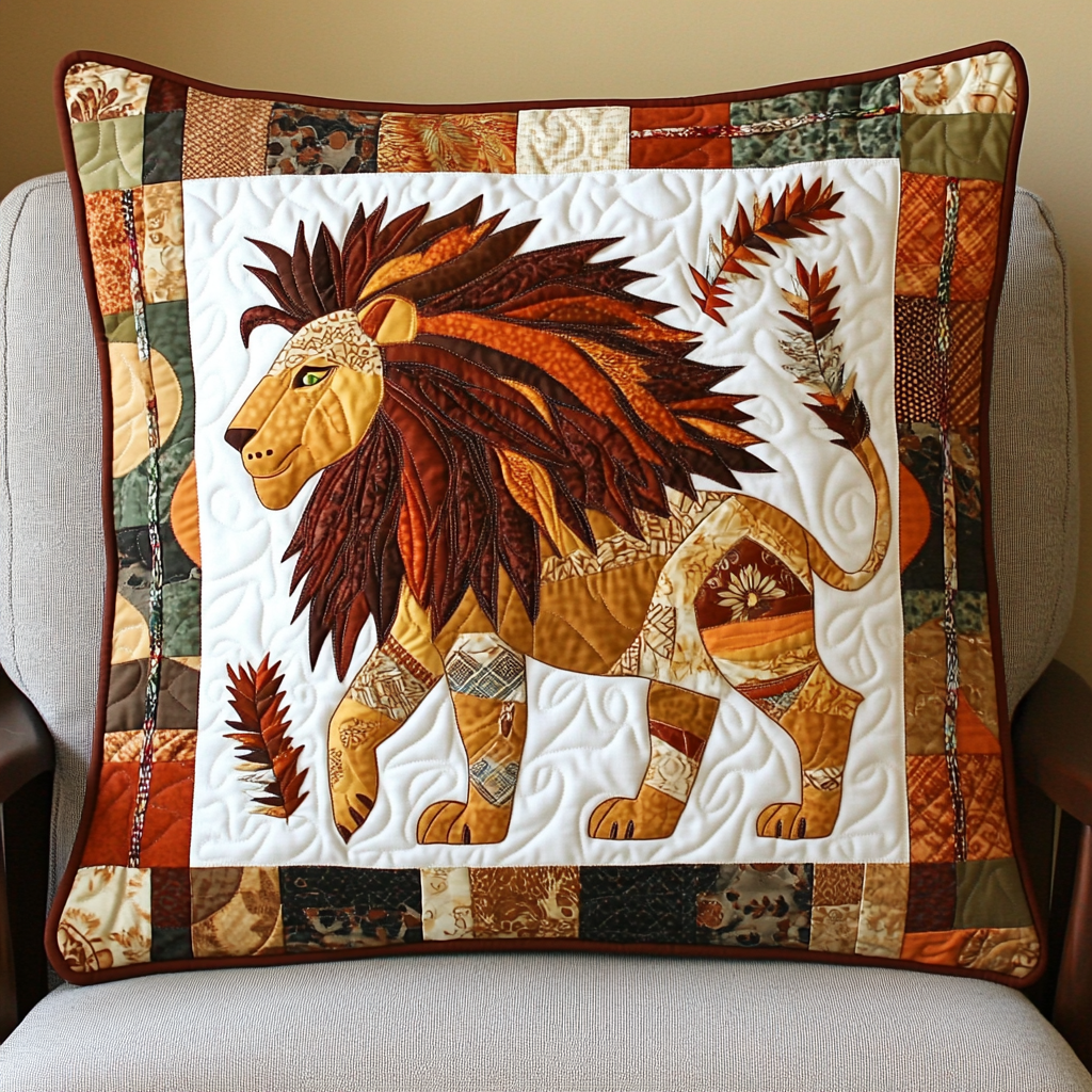 Native American Lion DAI171224157 Quilted Pillow Case