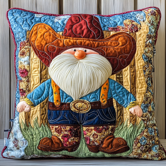 Cowboy Gnome DAI241224092 Quilted Pillow Case