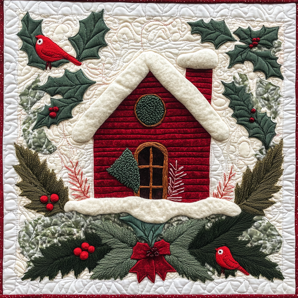 Christmas Birdhouse DAI181124056 Quilt Blanket