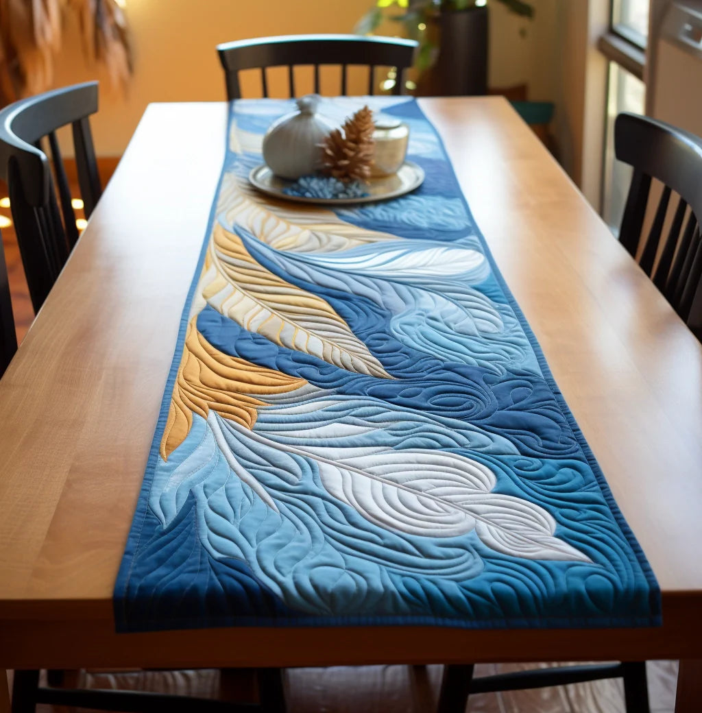 Feather TAI271223079 Quilted Table Runner