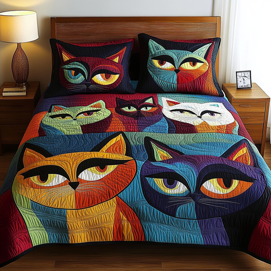 Abstract Cat TAI111124034 Quilt Bedding Set