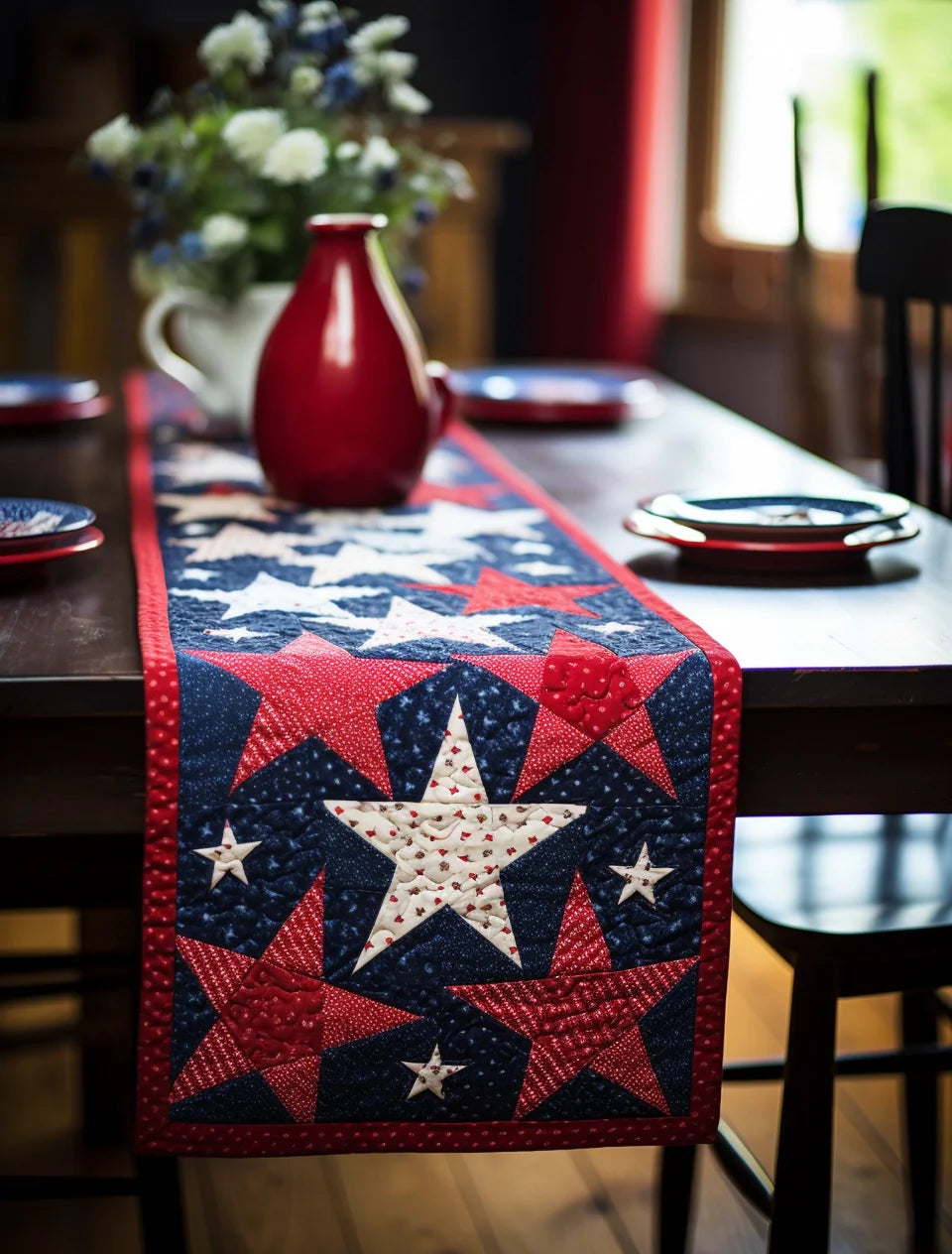 Patriotic Star TAI260224468 Quilted Table Runner