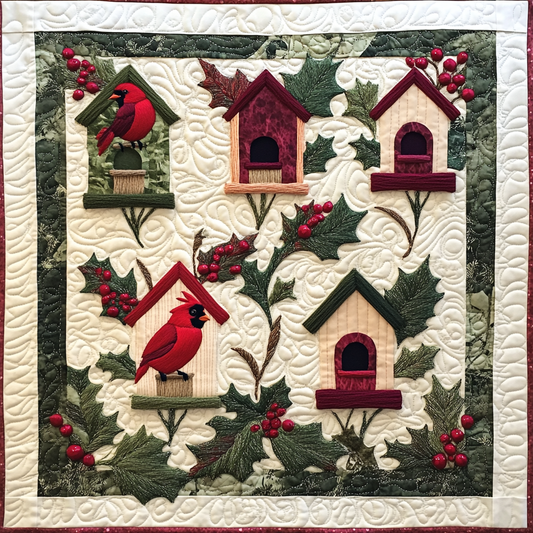 Cardinal Birdhouse DAI181124064 Quilt Blanket