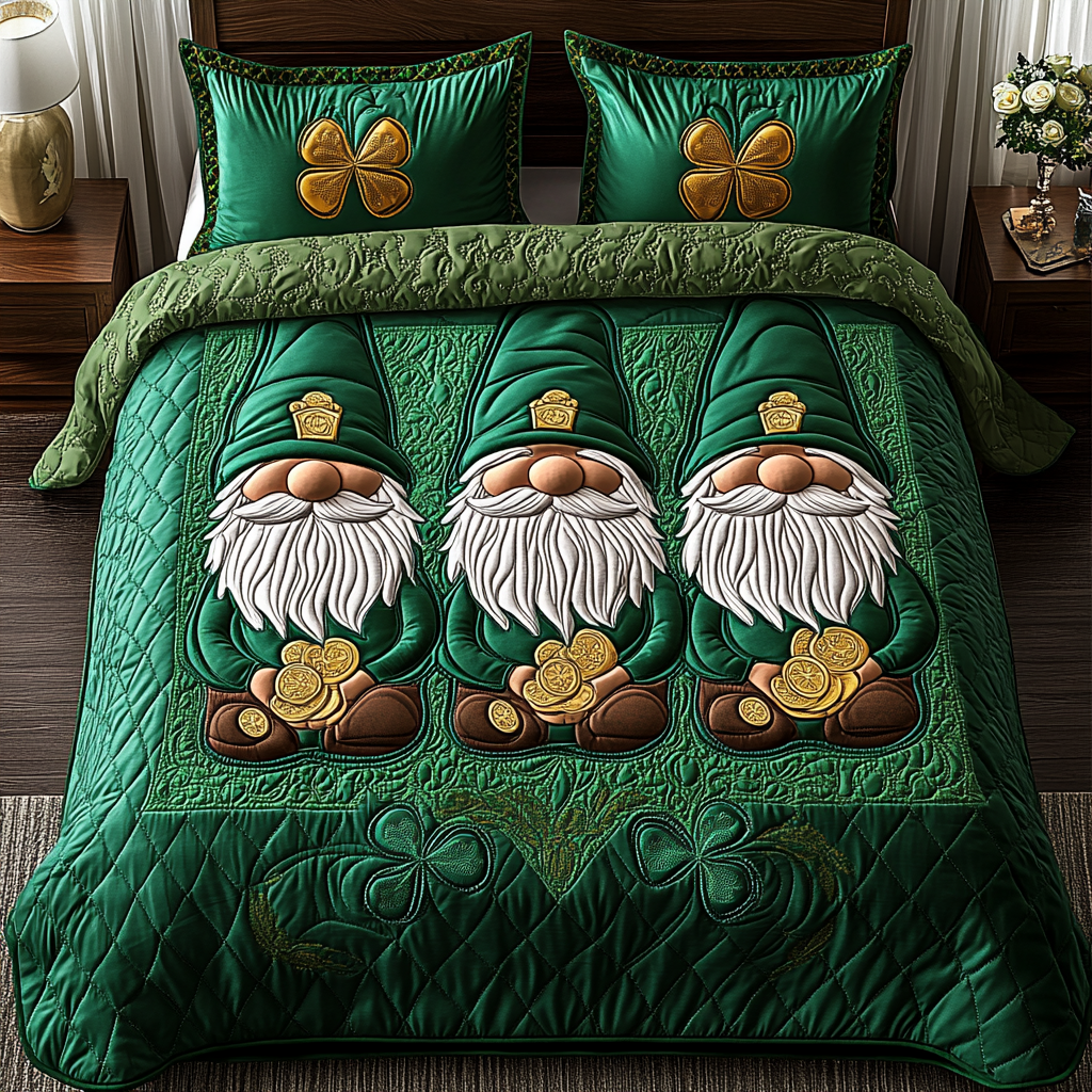 St Patrick Gnome TAI101224503 Quilt Bedding Set