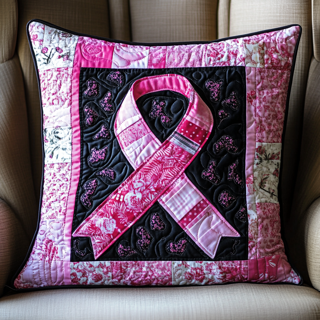 Breast Cancer Ribbon TAI101224278 Quilted Pillow Case