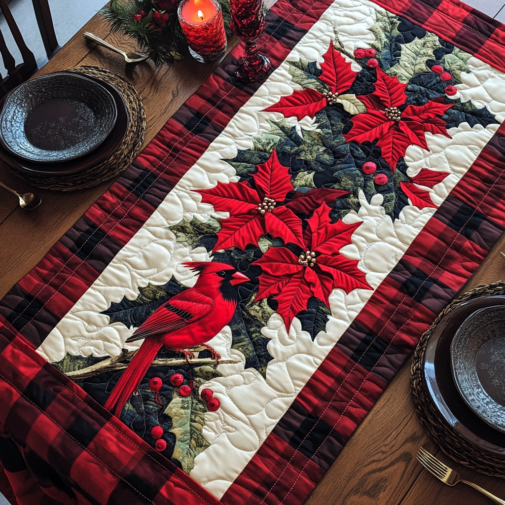 Christmas Cardinal TAI091024407 Quilted Table Runner