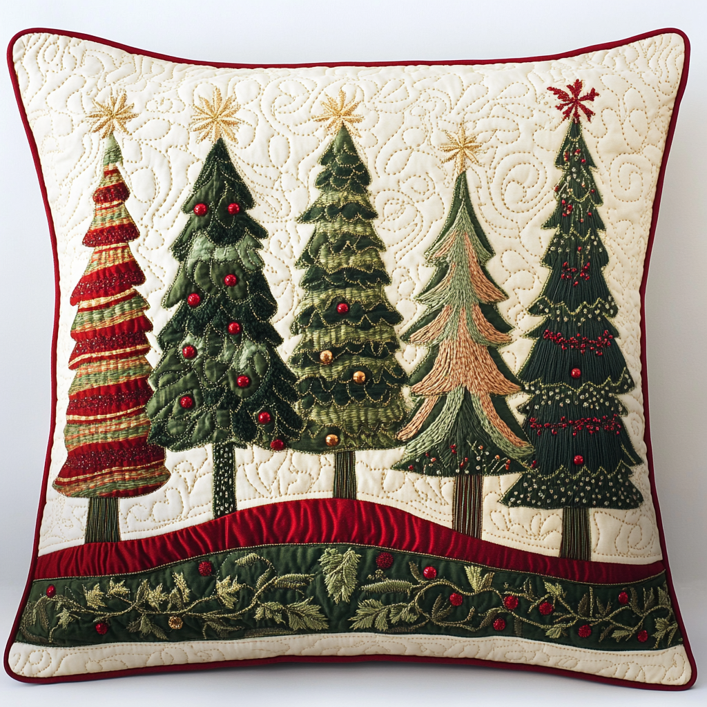 Christmas Tree TAI141124378 Quilted Pillow Case