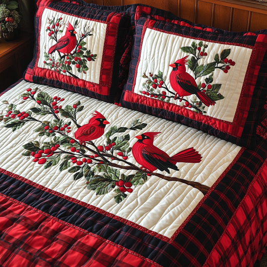 Christmas Cardinal TAI181024282 Quilt Bedding Set