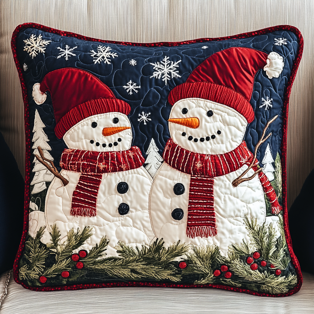 Christmas Snowman TAI141124359 Quilted Pillow Case