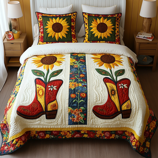 Sunflower Cowboy Boots DAI280824273 Quilt Bedding Set