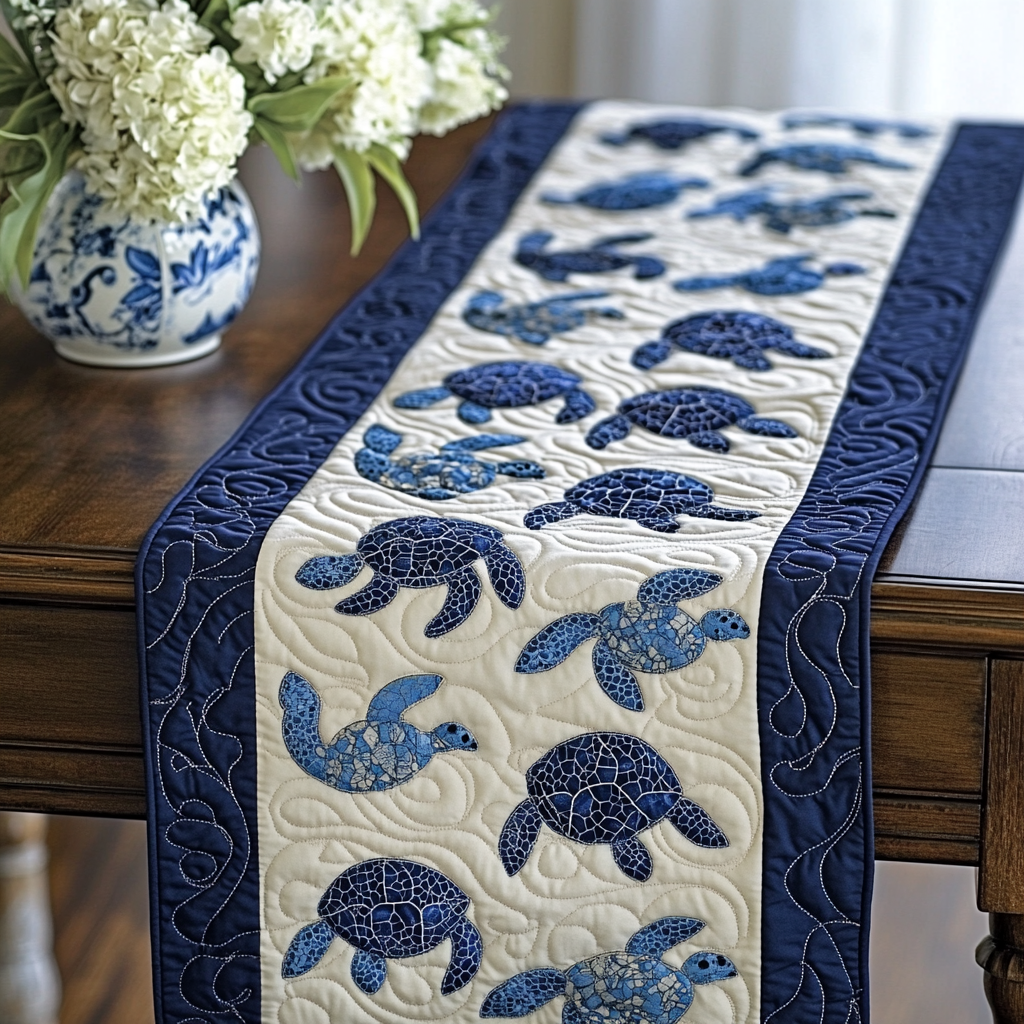 Sea Turtle TAI141124271 Quilted Table Runner