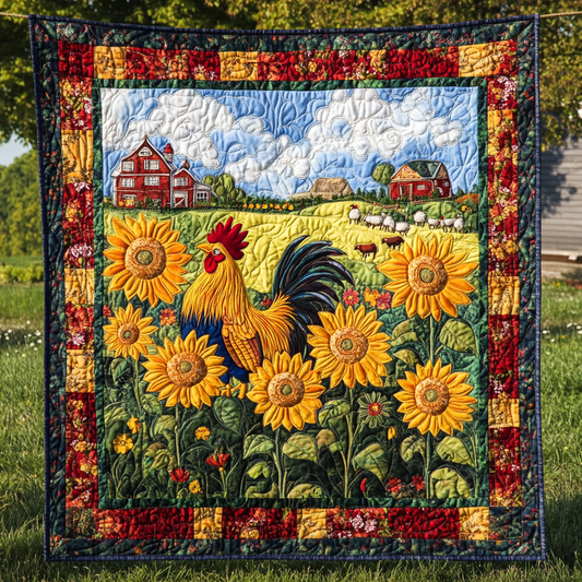 Rooster Sunflower Farm DAI241224413 Quilt Blanket