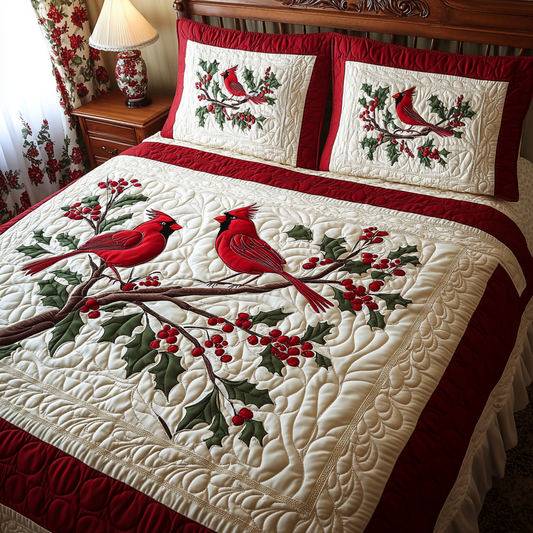 Christmas Cardinal TAI101224436 Quilt Bedding Set