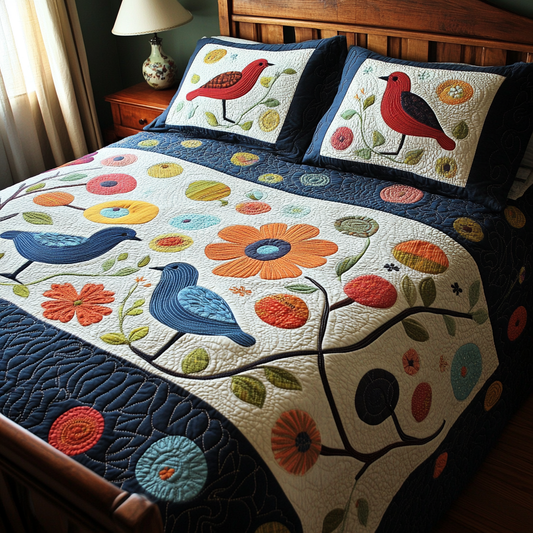 Birds In Flower Garden TAI251124034 Quilt Bedding Set