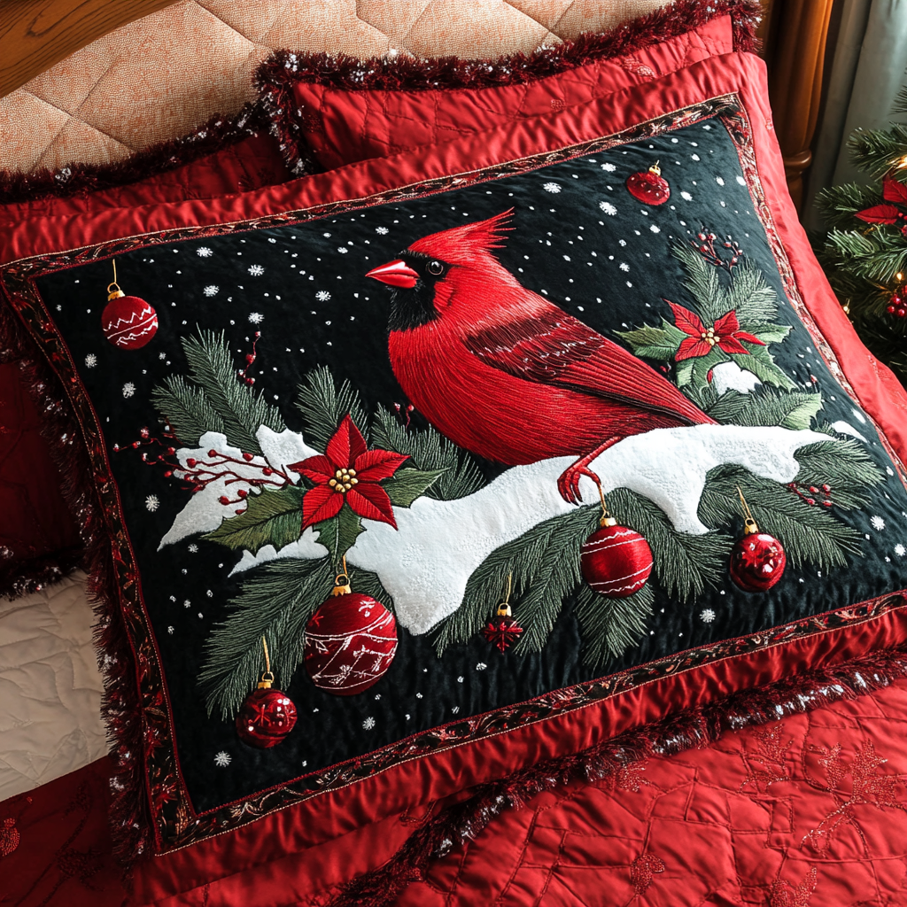 Christmas Cardinal TAI201124440 Quilted Pillow Case