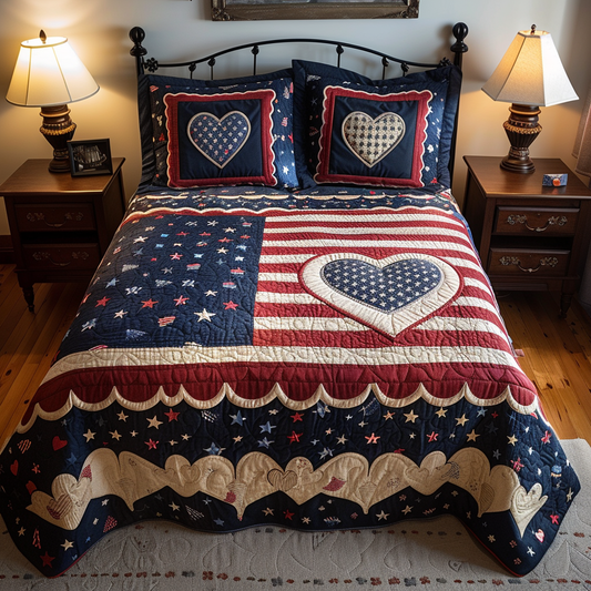 Patriotic Heart TAI170724108 Quilt Bedding Set