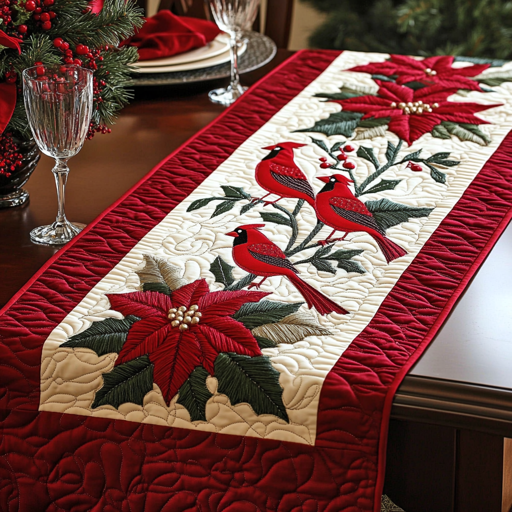 Christmas Cardinal TAI141124287 Quilted Table Runner