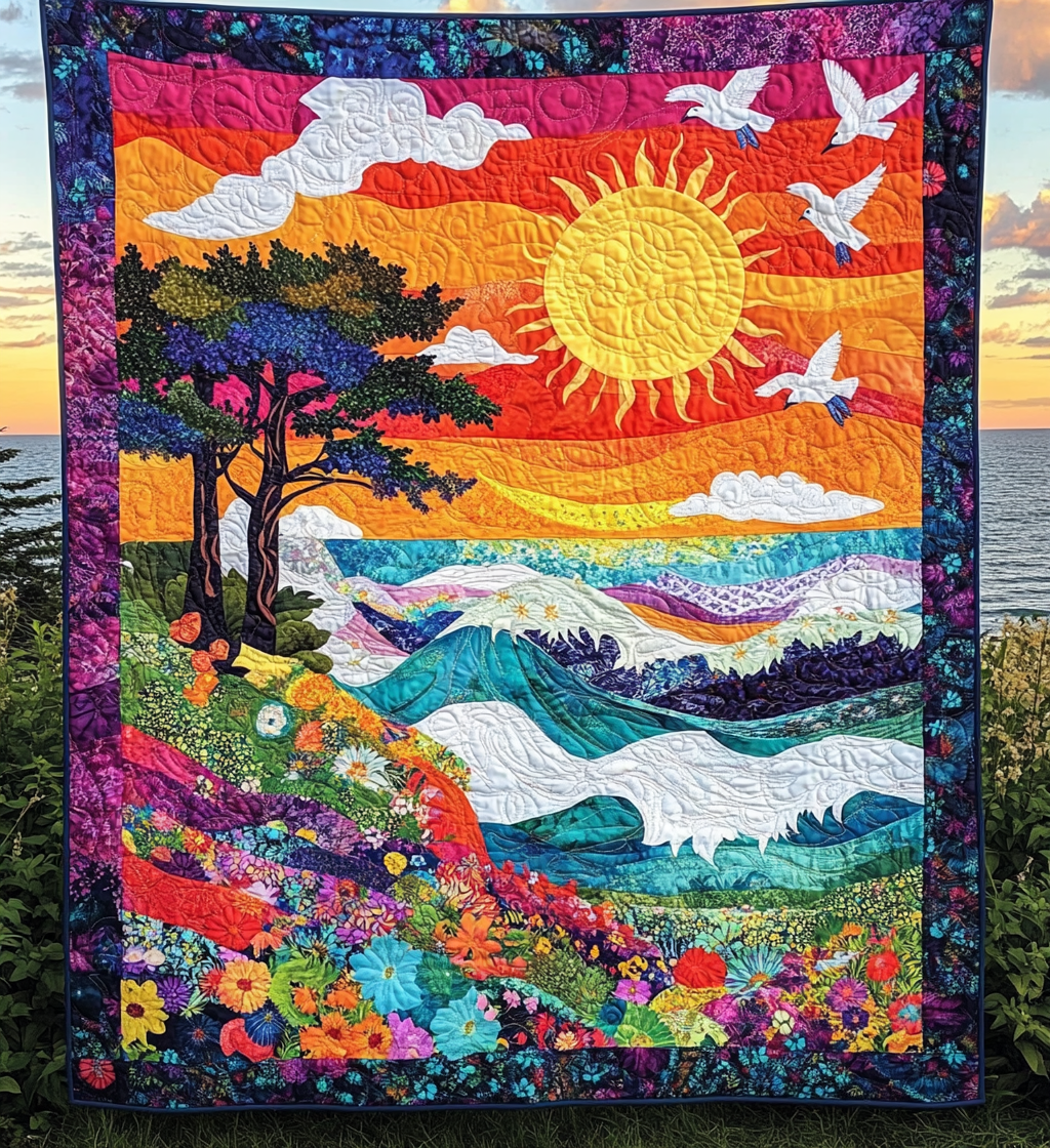 Sunset Seagull DAI281124062 Quilt Blanket