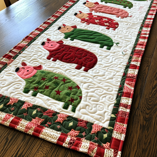 Christmas Pig DAI221024288 Quilted Table Runner