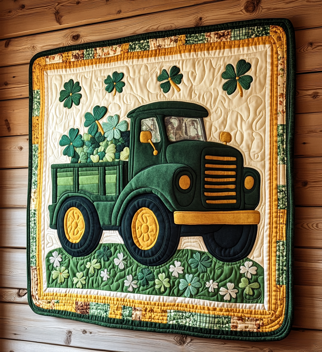 St Patrick's Day Truck DAI241224461 Quilt Blanket