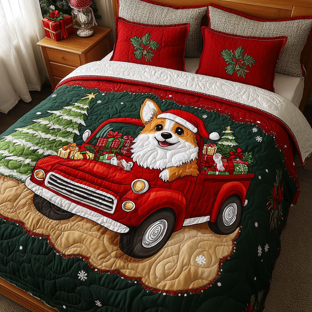 Christmas Corgi TAI111124095 Quilt Bedding Set