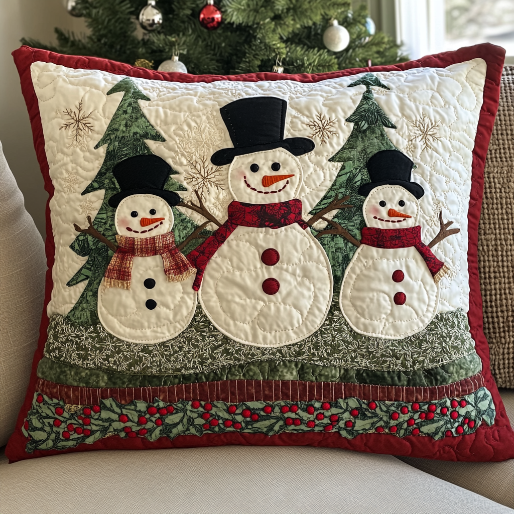 Christmas Snowman TAI141124416 Quilted Pillow Case