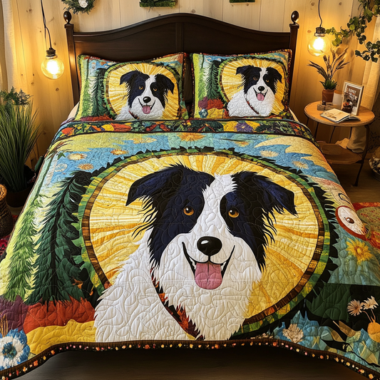 Border Collie TAI181024381 Quilt Bedding Set