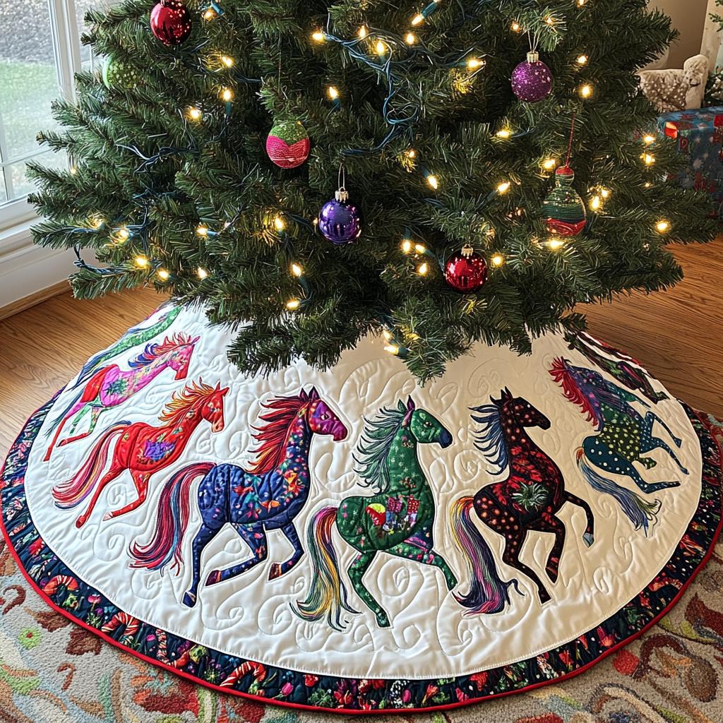 Horse TAI091024300 Quilted Tree Skirt