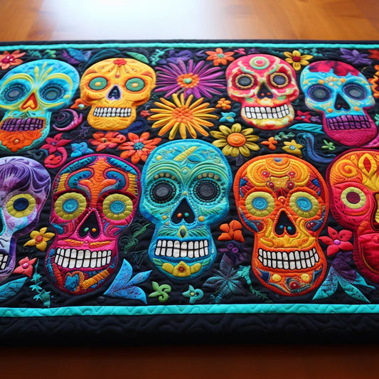 Sugar Skull TAI260224315 Quilted Table Runner