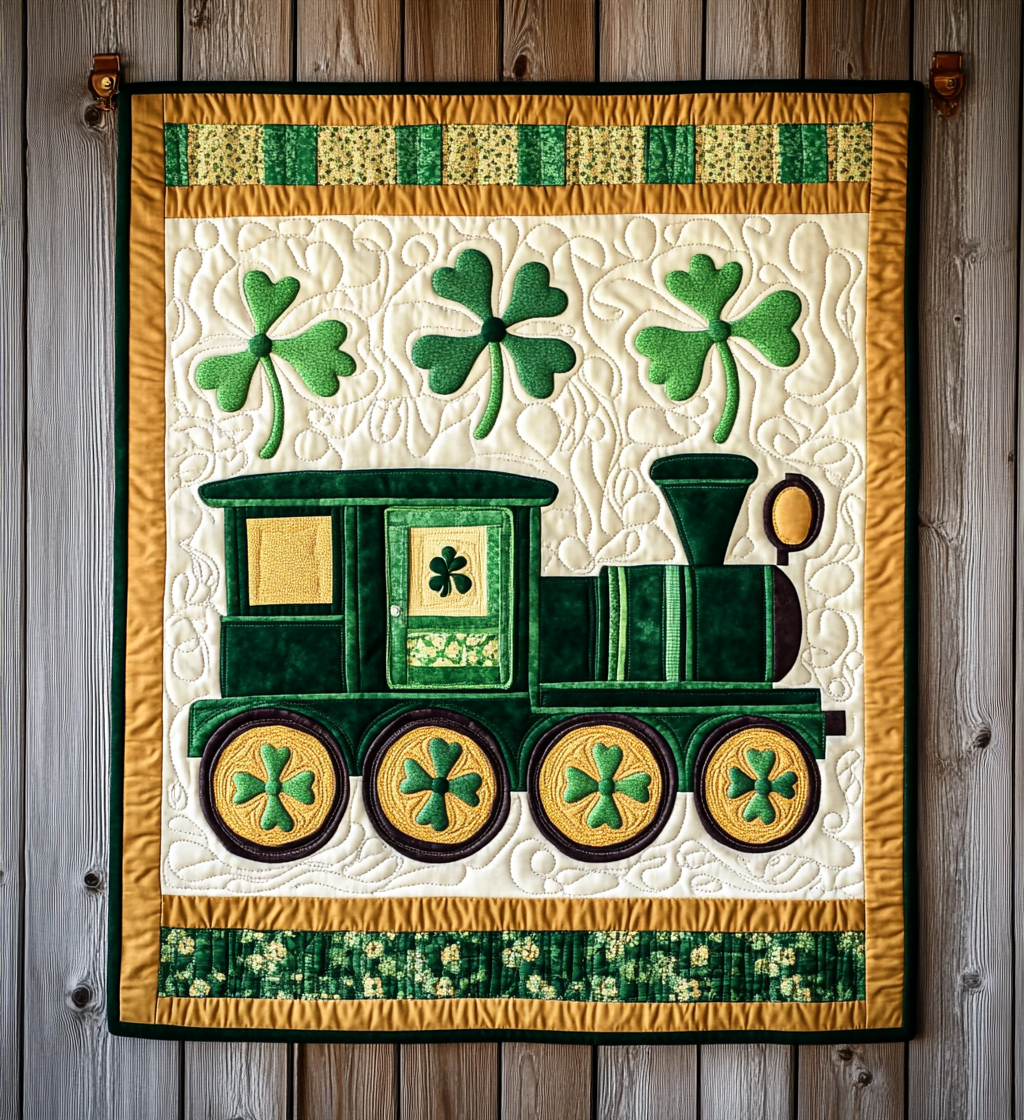 St Patrick's Day Train DAI241224457 Quilt Blanket