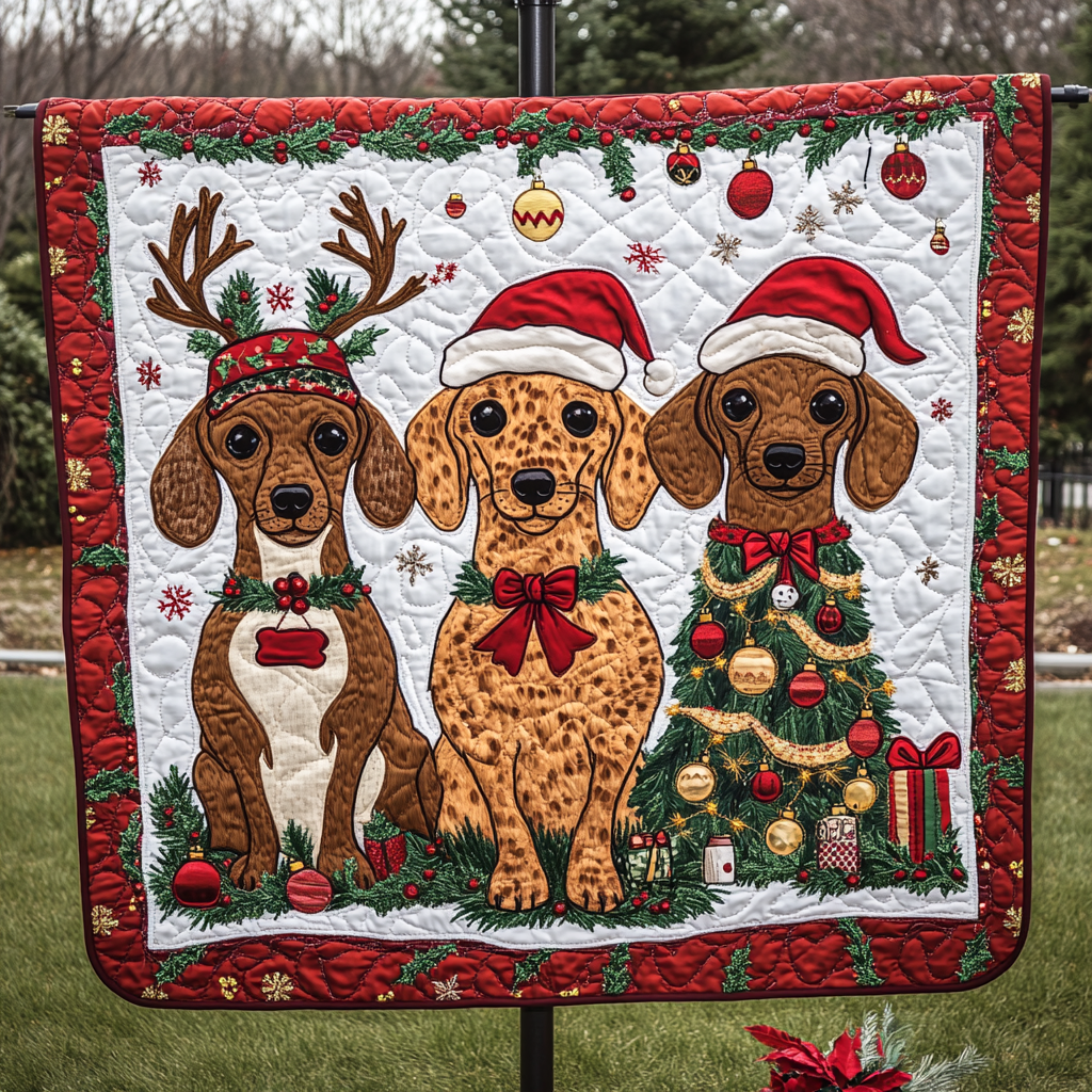 Christmas Dachshund TAI091024081 Quilt Blanket