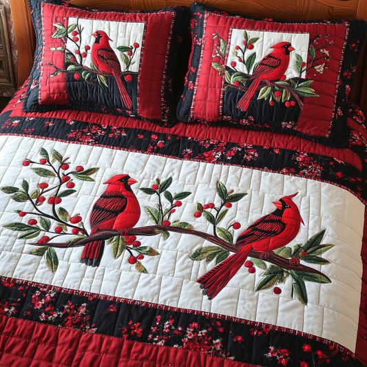 Christmas Cardinal TAI181024281 Quilt Bedding Set