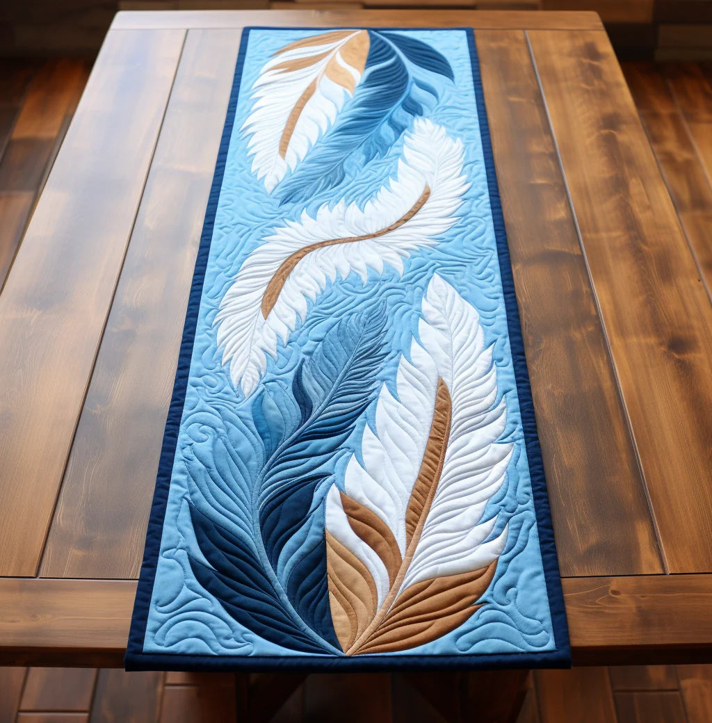 Feather TAI271223075 Quilted Table Runner