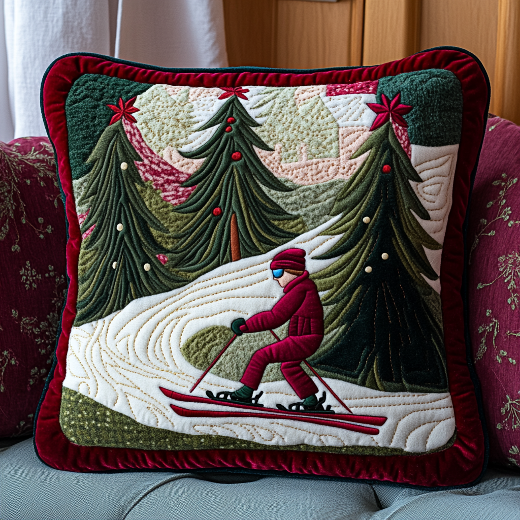 Christmas Ski DAI181124091 Quilted Pillow Case