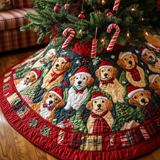 Christmas Golden Retriever TAI091024327 Quilted Tree Skirt