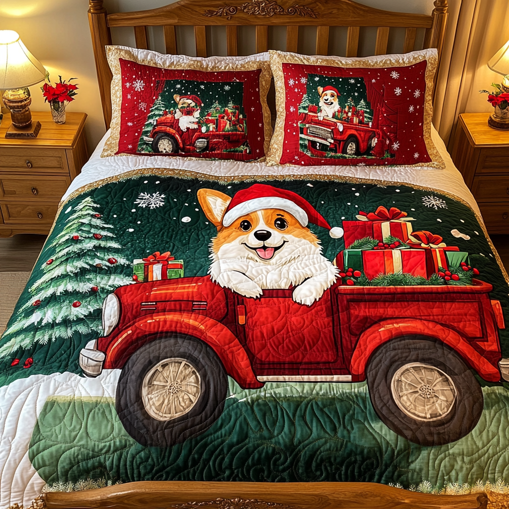 Christmas Corgi TAI111124092 Quilt Bedding Set