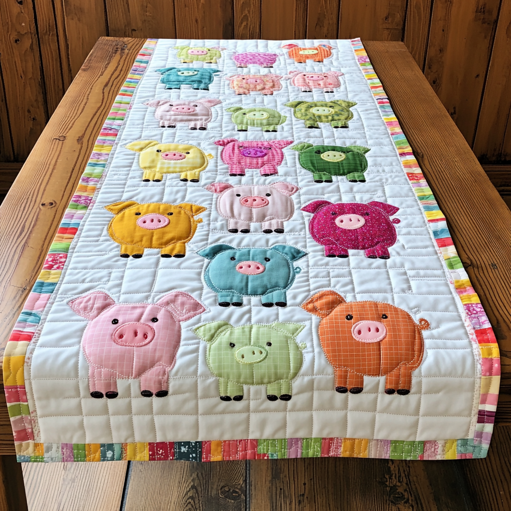 Pig DAI221024291 Quilted Table Runner