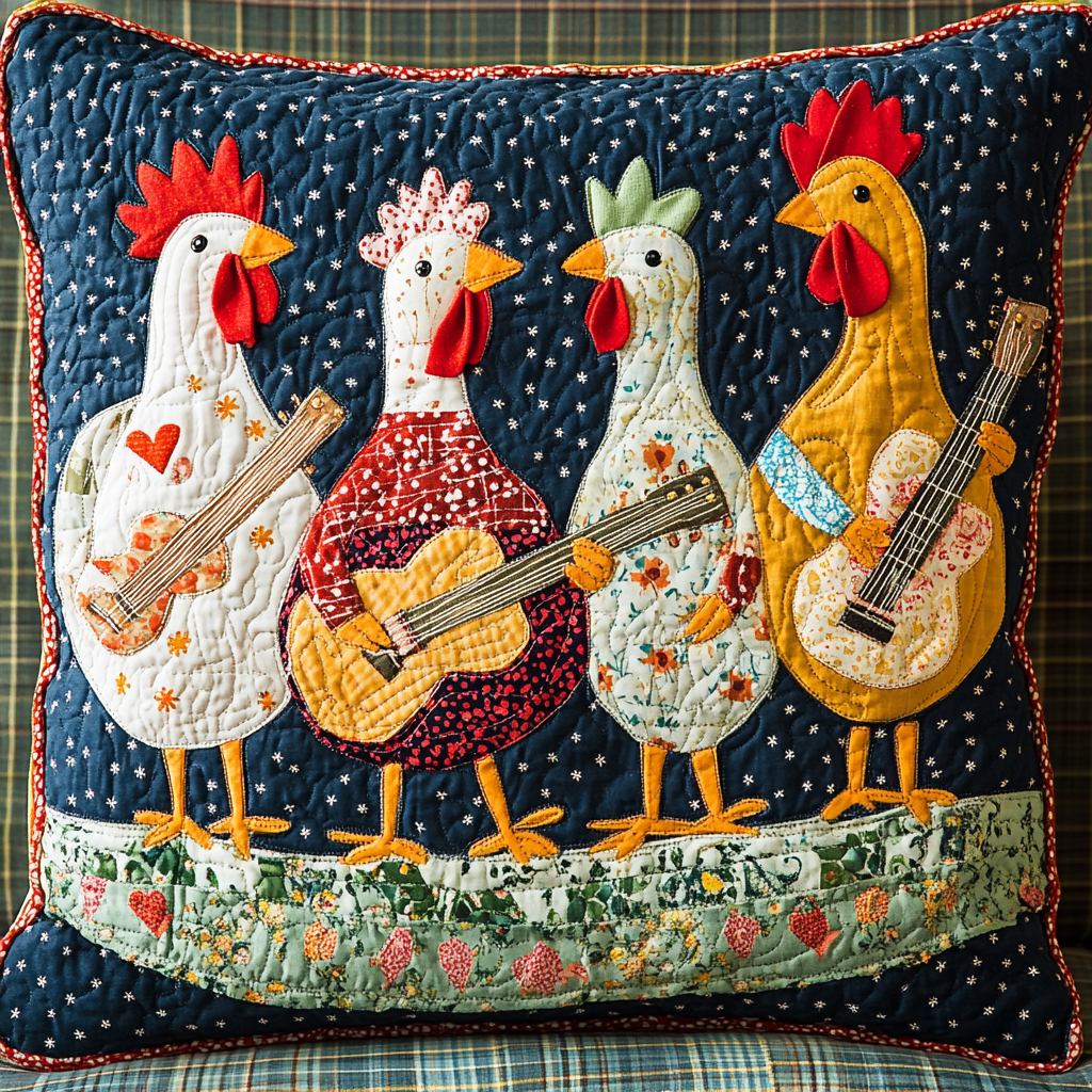 Chicken Guitarist DAI241224110 Quilted Pillow Case