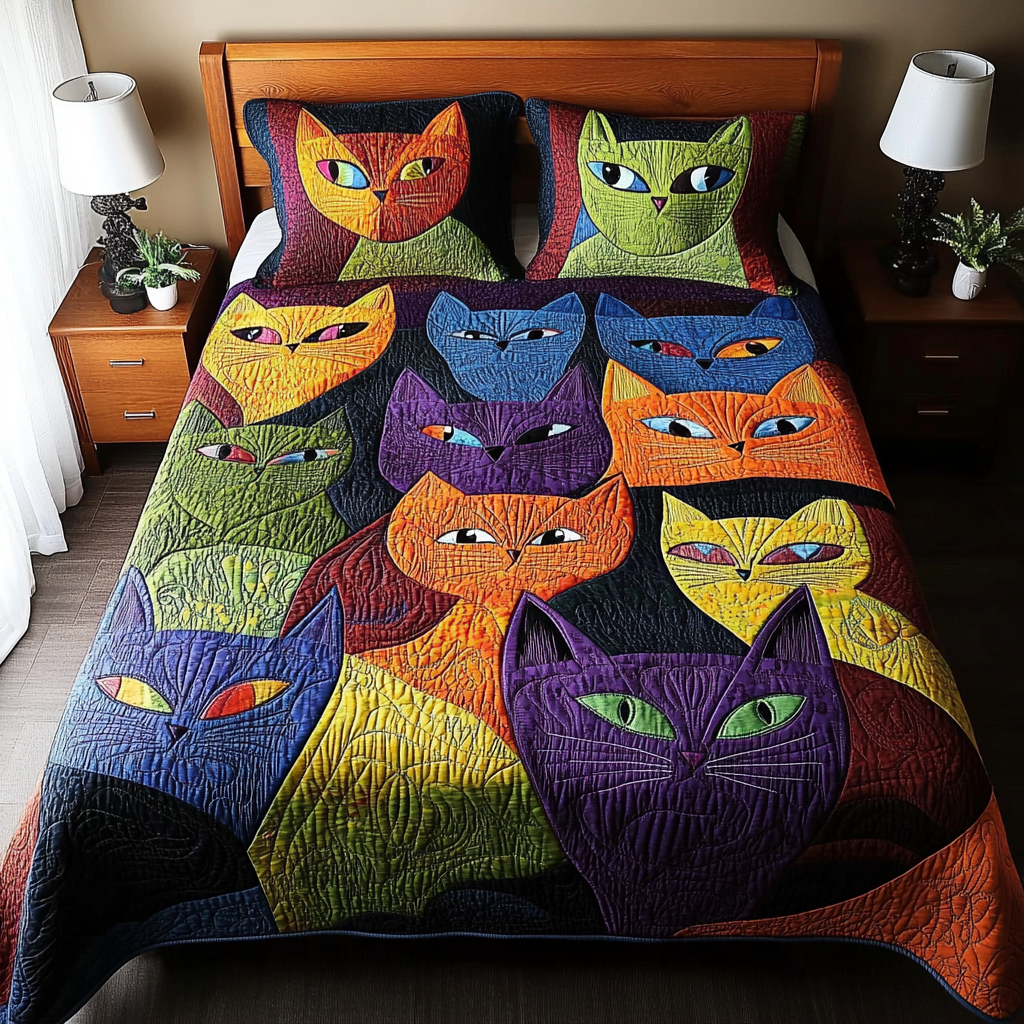 Abstract Cat TAI111124018 Quilt Bedding Set