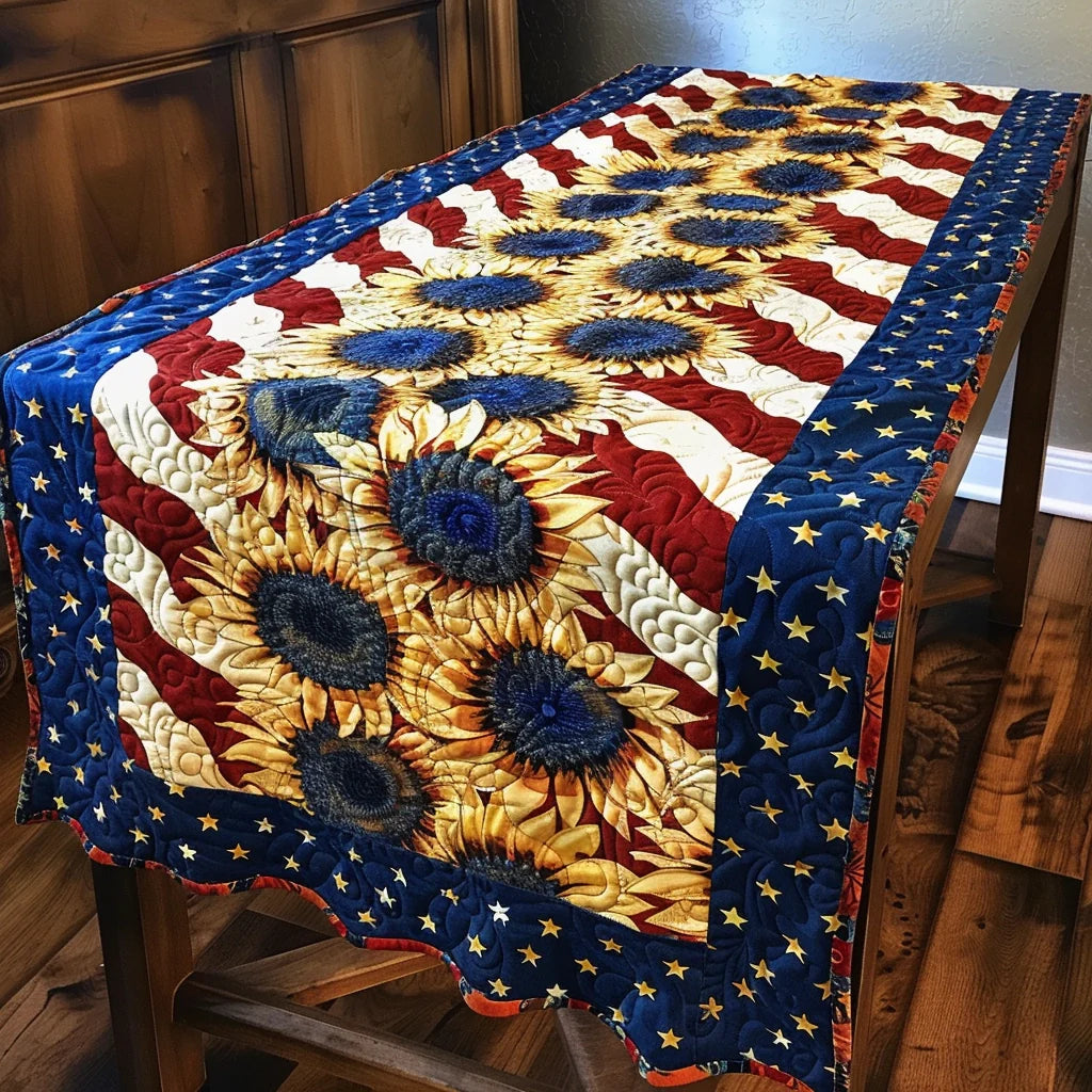 Patriotic Sunflower TAI080324065 Quilted Table Runner