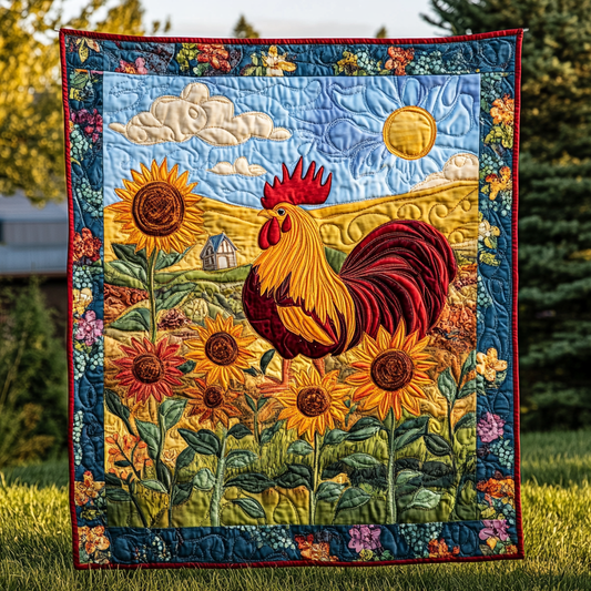 Rooster Sunflower Farm DAI241224417 Quilt Blanket