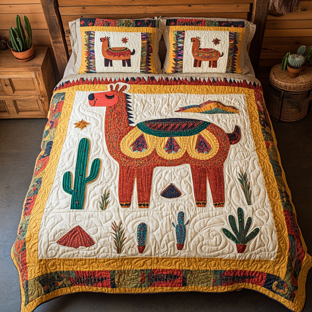 Cactus Llama DAI101224012 Quilt Bedding Set