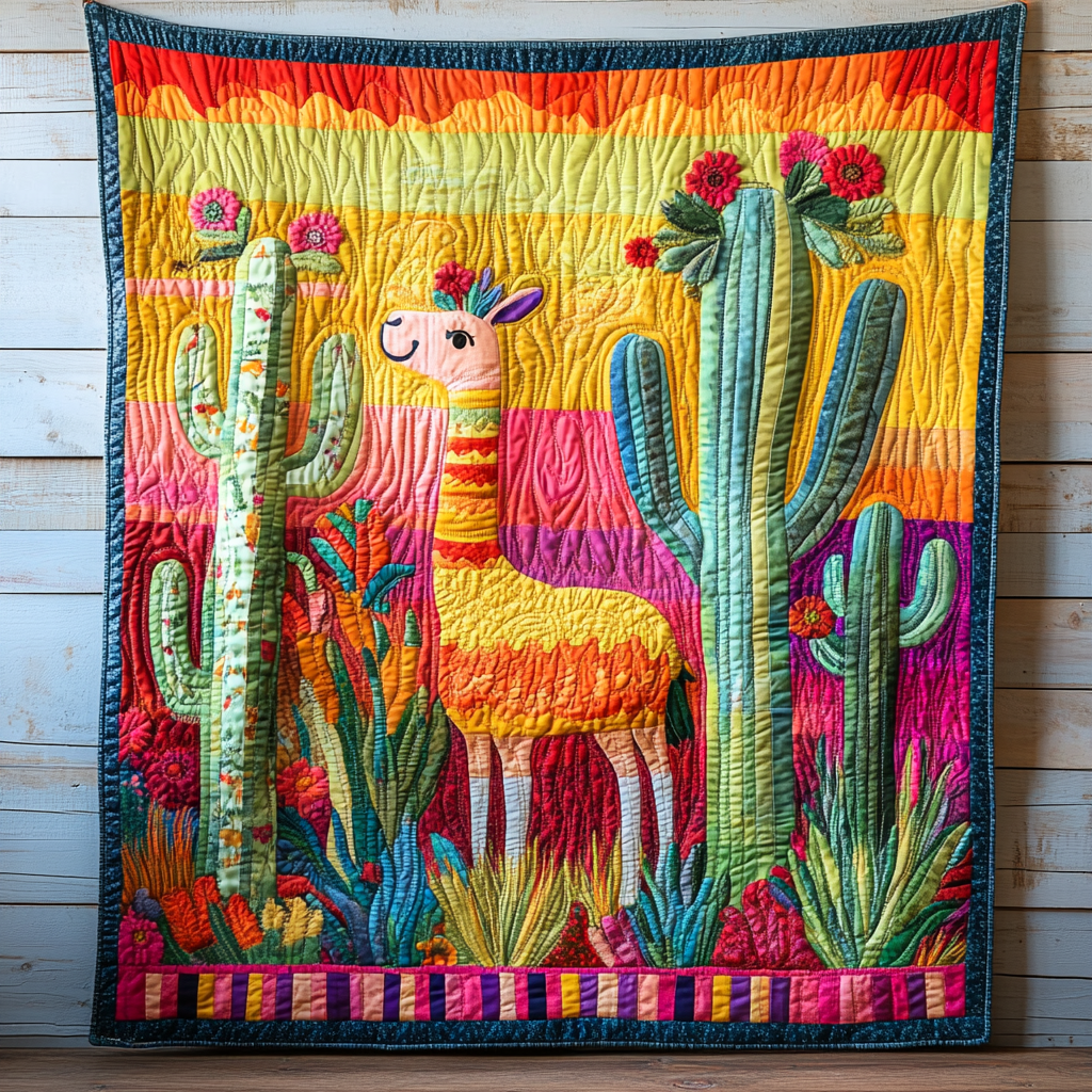 Cactus Llama DAI281124077 Quilt Blanket