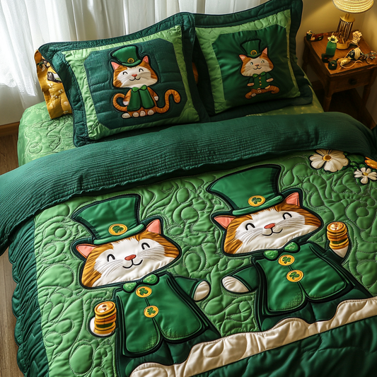 St Patrick's Day Cat DAI241224249 Quilt Bedding Set